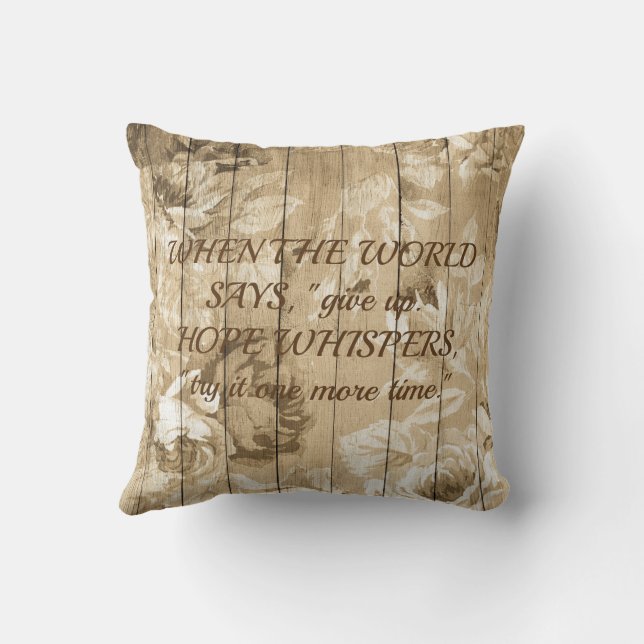 Coussin de lancer encourageant avec citation sur l (Verso)