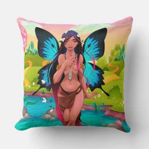 Coussin de lancer fille papillon