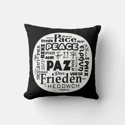 Coussin de lancer gris/blanc/paix en plusieurs lan (Recto)