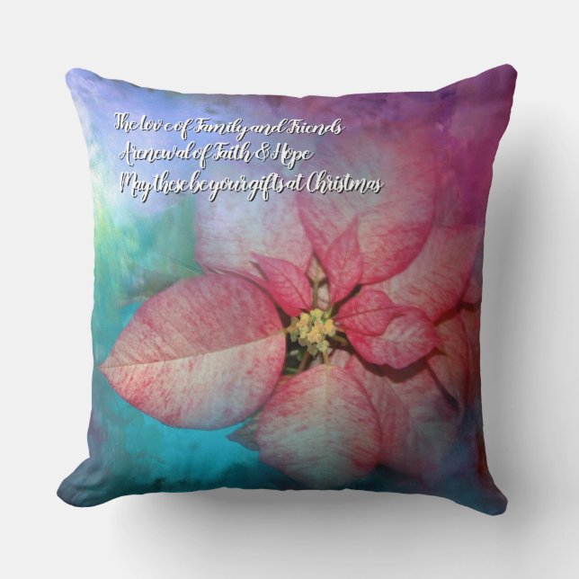 Coussin de lancer Poinsettia de Noël 26 (Recto)