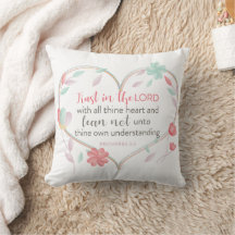 Coussin de lancer Proverbes 3:5 Cœur Biblique