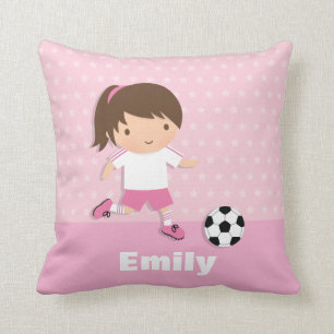 Coussin de lancer rose pour fille footballeuse mig