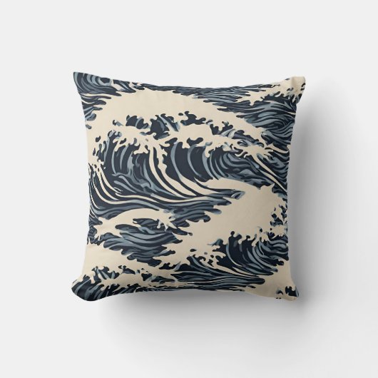 Coussin de lancer vague japonaise (Recto)