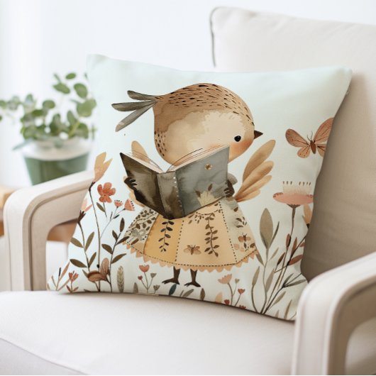 Coussin de lecture d'oiseaux mignons, animal adora