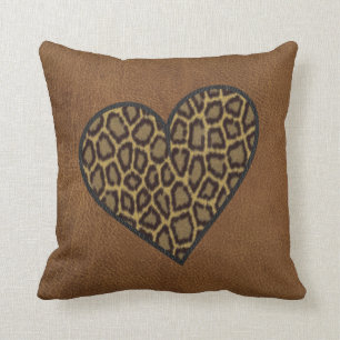 Coussin de léopard et de cuir