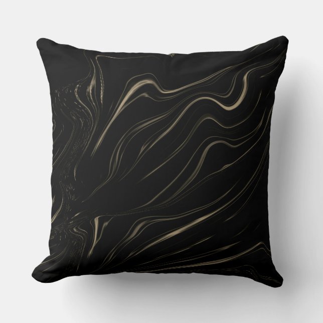 Coussin De longues traces dans le fond noir, gris sépia (Recto)