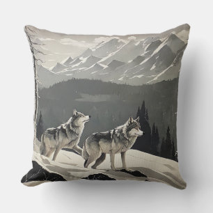 coussin de loup sauvage