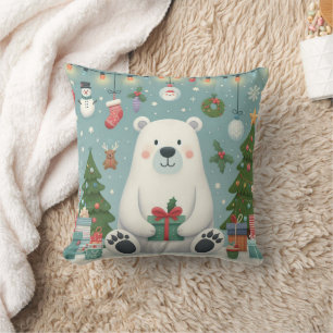 coussin de l'ours polaire de noël