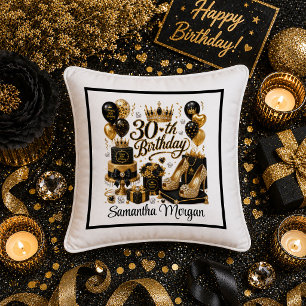 Coussin de luxe or et noir pour 30e anniversaire