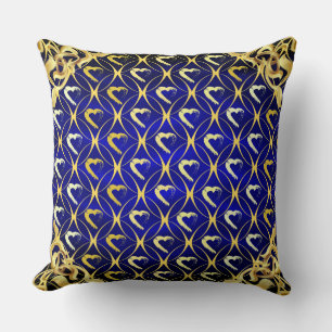 Coussin de luxe Royal Blue and Gold Hearts