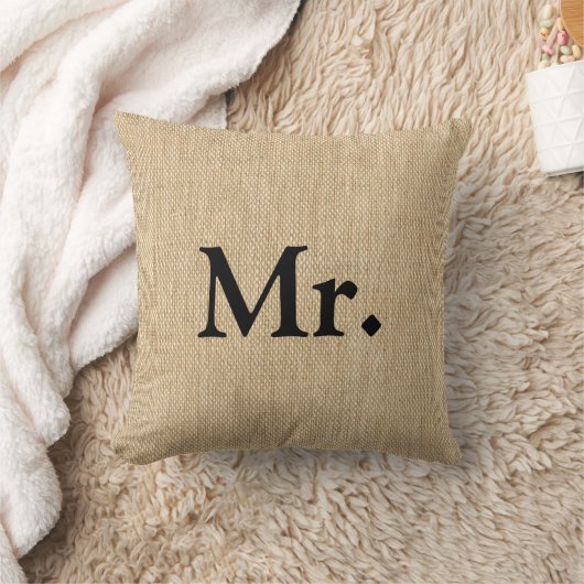 Coussin de M. Faux Linen Burlap Rustic (Couverture)