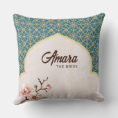Coussin de mariage arabesque – sarcelle foncé et o (Verso)