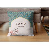 Coussin de mariage arabesque – sarcelle foncé et o