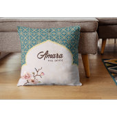 Coussin de mariage arabesque – sarcelle foncé et o