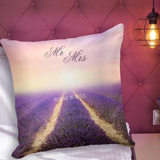 Coussin de Mariage de champ Lavender personnalisé