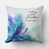 Coussin de Mariage de fleurs Abstraites bleu et vi (Recto)