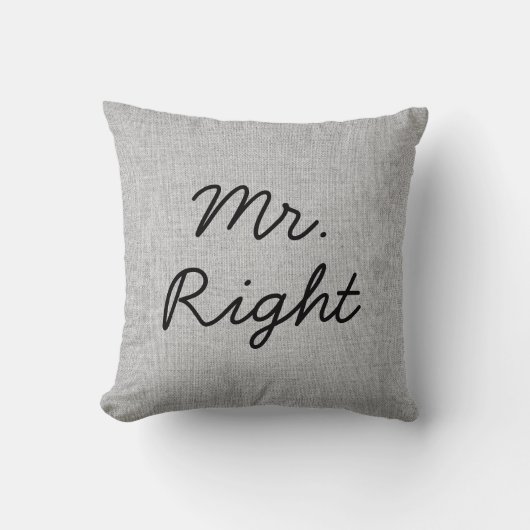 Coussin de mariage de toile de jute de M. Right (Recto)