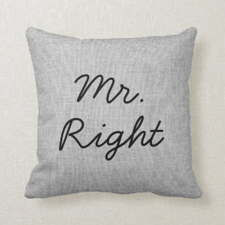 Coussin de mariage de toile de jute de M. Right