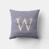 Coussin de mariage en lin bleu avec monogramme ivo (Verso)