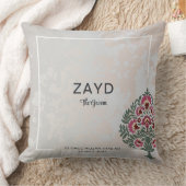 Coussin de mariage – Nom personnalisé Fleur Mughal (Couverture)