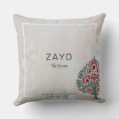 Coussin de mariage – Nom personnalisé Fleur Mughal (Verso)
