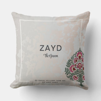 Coussin de mariage – Nom personnalisé Fleur Mughal