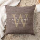 Coussin de mariage personnalisé lin monogrammé caf (Couverture)