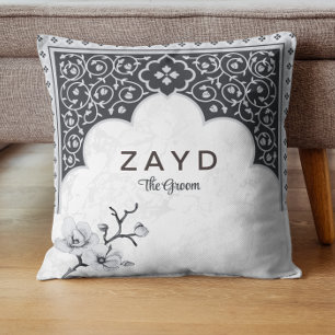 Coussin de marié personnalisé élégant Floral noi