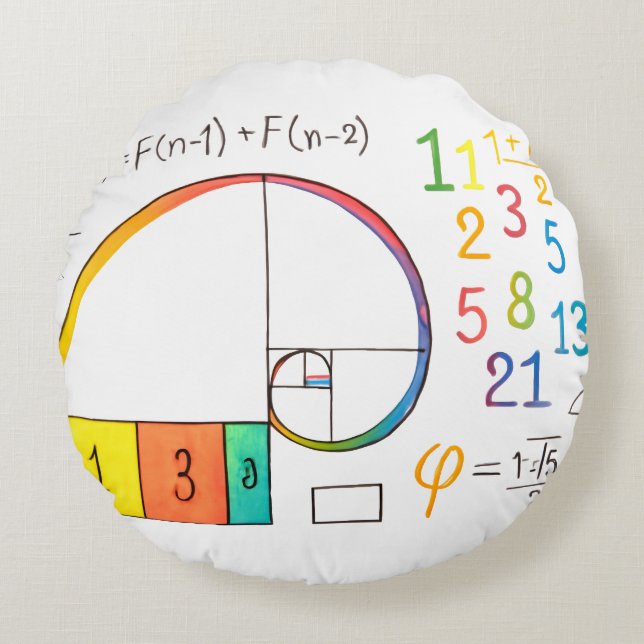Coussin de mathématiques de séquence Fibonacci (Devant)