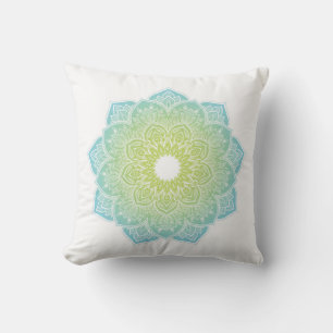 Coussin de méditation avec mandala vert turquoise