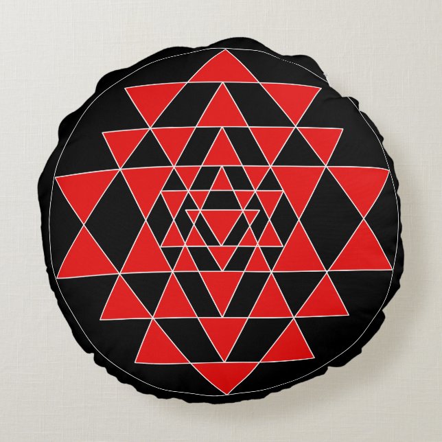 Coussin de méditation Sri Yantra noir et rouge (Dos)