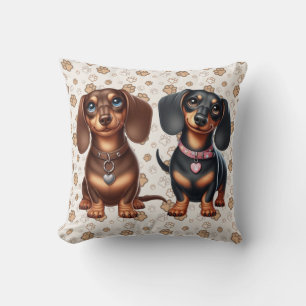 Coussin De mignons amis dachshund