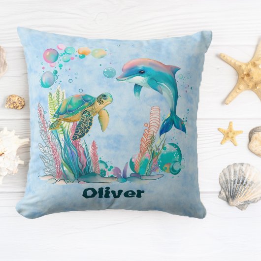 Coussin De mignons amis sous-marins