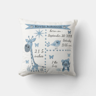 Coussin De mignons animaux de la jungle en bleu clair pour