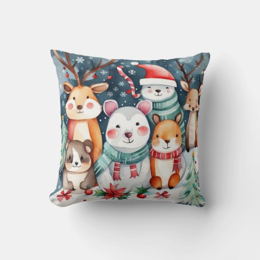 Coussin De mignons animaux sous la conception des arbres d (Recto)