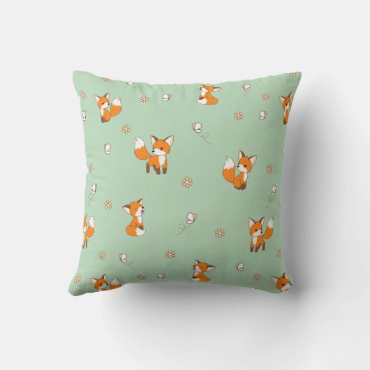 Coussin De mignons petits renards verts (Verso)