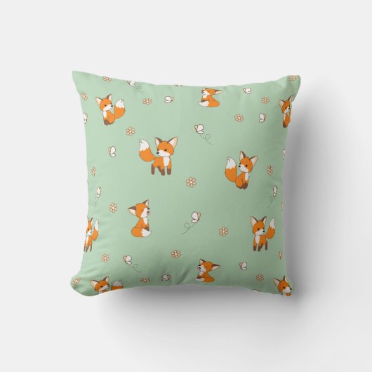 Coussin De mignons petits renards verts (Recto)