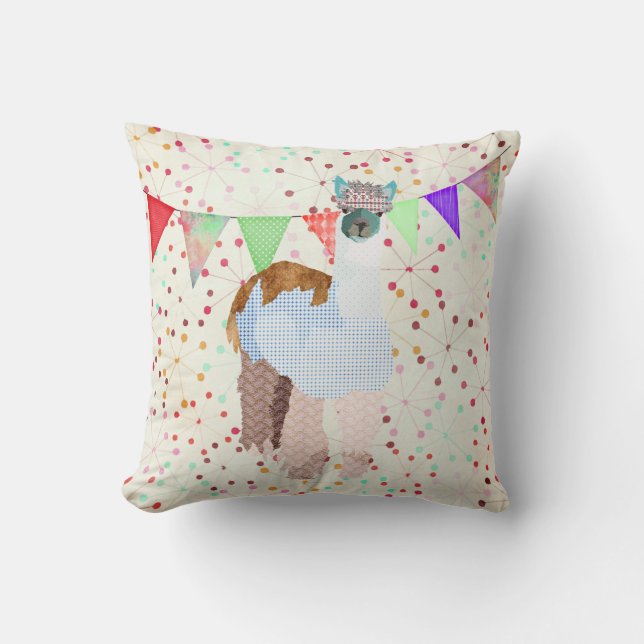 Coussin de Mojo d'art abstrait d'alpaga (Recto)