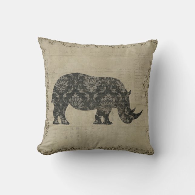 Coussin de MoJo de silhouette de rhinocéros (Recto)
