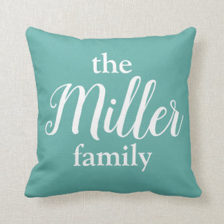 Coussin de monogramme de la famille Turquoise et d