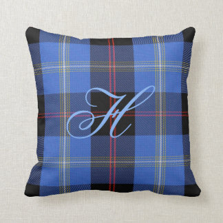 Coussin de monogramme de tartan de colline