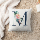 Coussin de monogramme du Mariage floral bleu de la (Couverture)