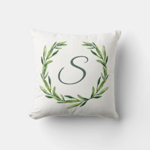Coussin de monogramme initial personnalisé Couronn