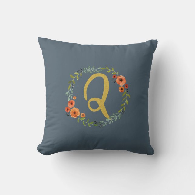 Coussin de monogramme initial Q en couronne de fle (Recto)