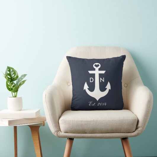 Coussin de monogramme nautique (Chaise)