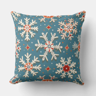 Coussin de motif de flocon bleu mais chaud