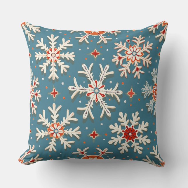 Coussin de motif de flocon bleu mais chaud (Recto)