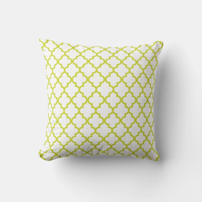 Coussin de motif de trellis de vert de chaux (Recto)