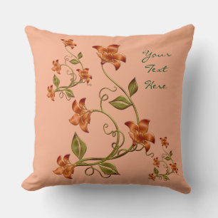 Coussin de motifs floraux de Lillies orange person