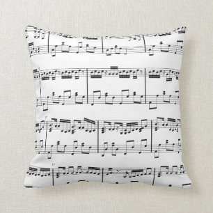 Coussin de musique de feuille noir et blanc